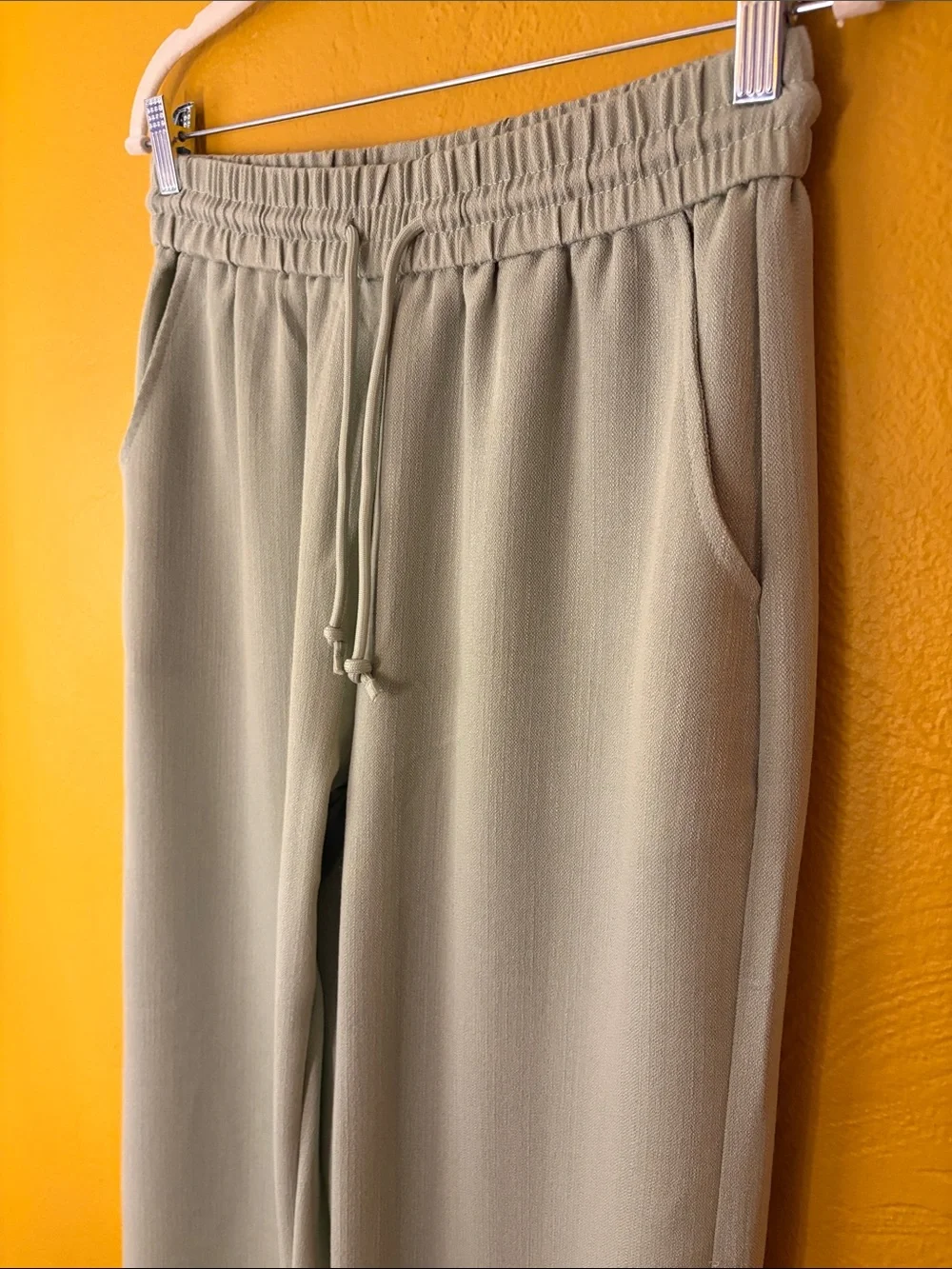 HALARA NWT M High Waist Drawstring Pocket Wide Leg Baggy Casual Linen-Feel Pants